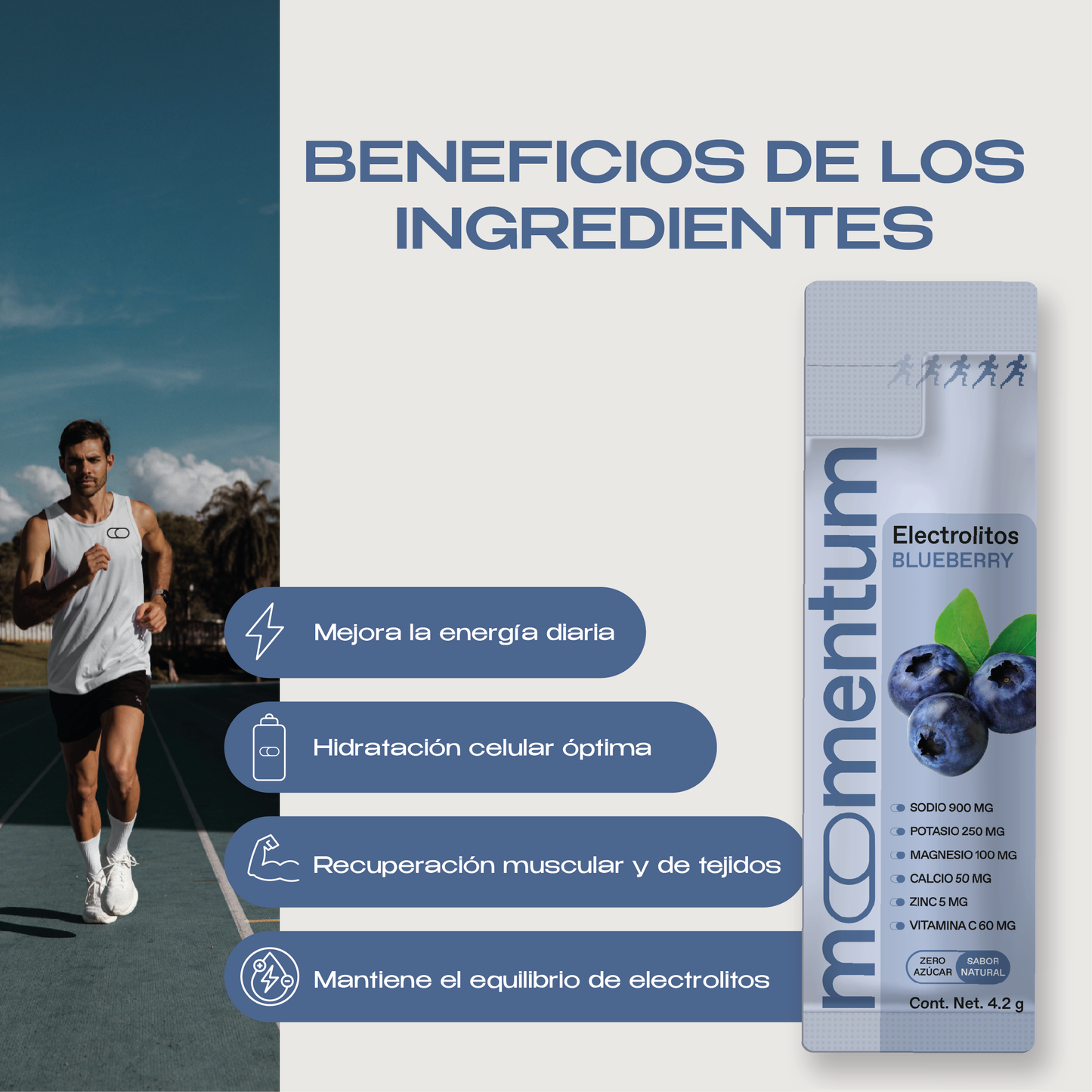 Electrolitos sin azúcar sabor blueberry Momentum — vista 5